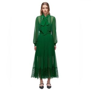 Self Portrait Green Chiffon Dress (Size 6)